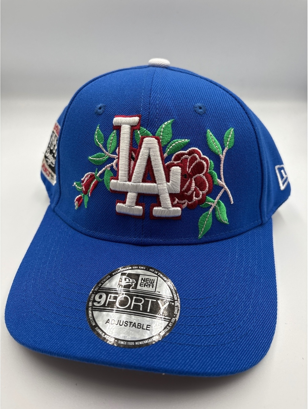 New Era 9FORTY Los Angeles Dodgers Blue Adjustable Cap with Floral Embroidery